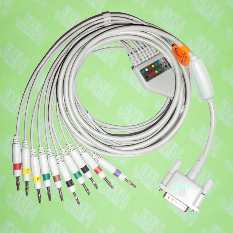 Совместим с Philips(HP) M1772A M3703C M2462A EKG 10 lead цельный ЭКГ кабель и leadпровода 15PIN 4 0 Banana IEC
