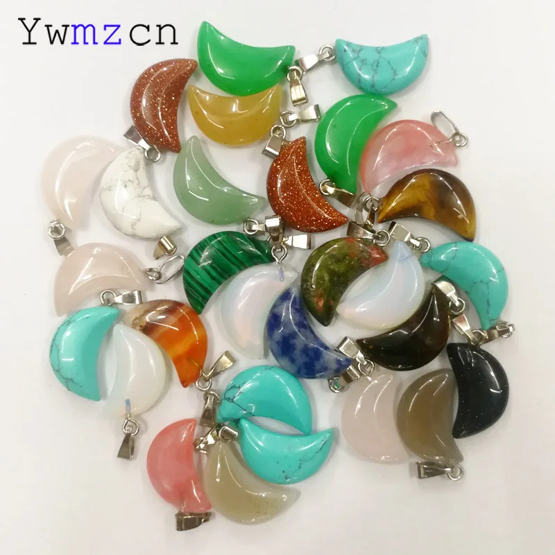 

Модные подвески Moon из смешанного натурального камня ожерелье для изготовления ювелирных изделий Сделай Сам очаровательные серьги аксессу...