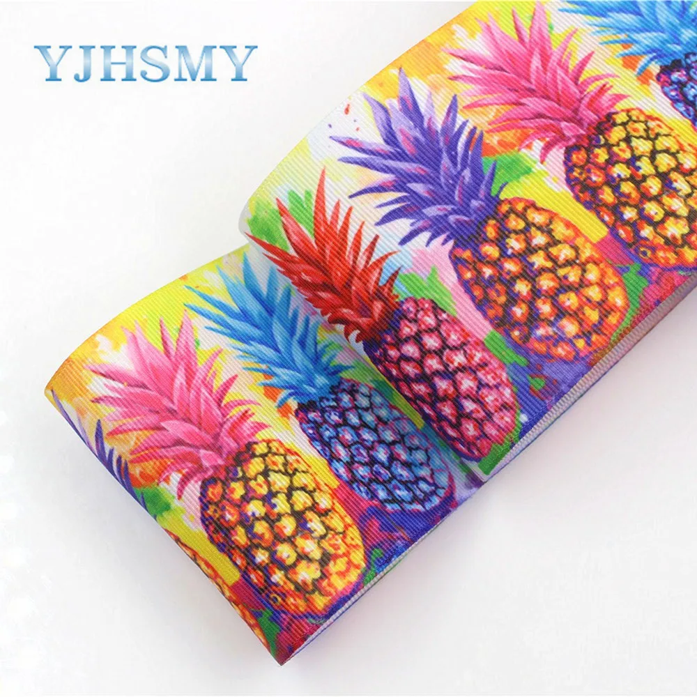 YJHSMY G 18620 541 10 ярдов 75 мм цветной Ананас печатных grosgrain ленты DIY ручной работы