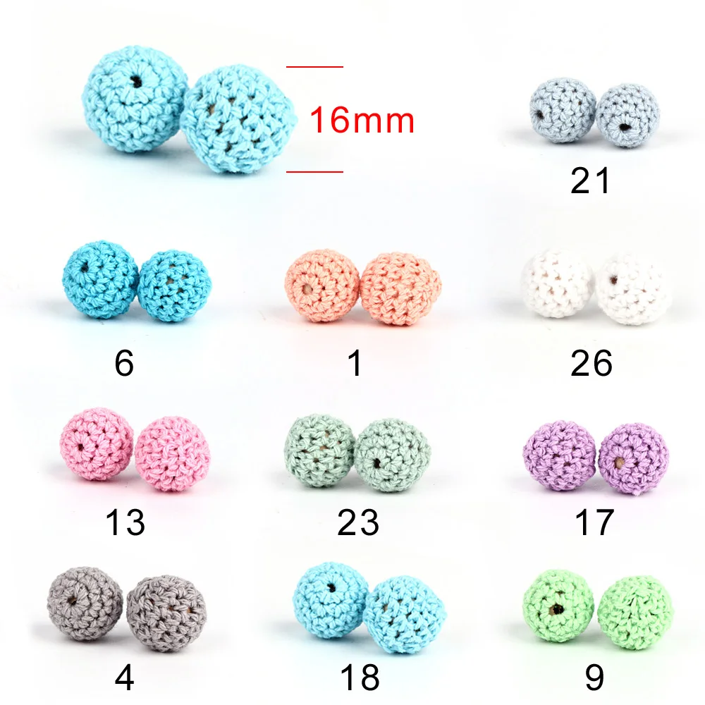 

16mm 30pcs Wooden Crochet Beads Chewable Beads DIY Teething Toys Crib Jewelry Decoration Child Product Baby Teether