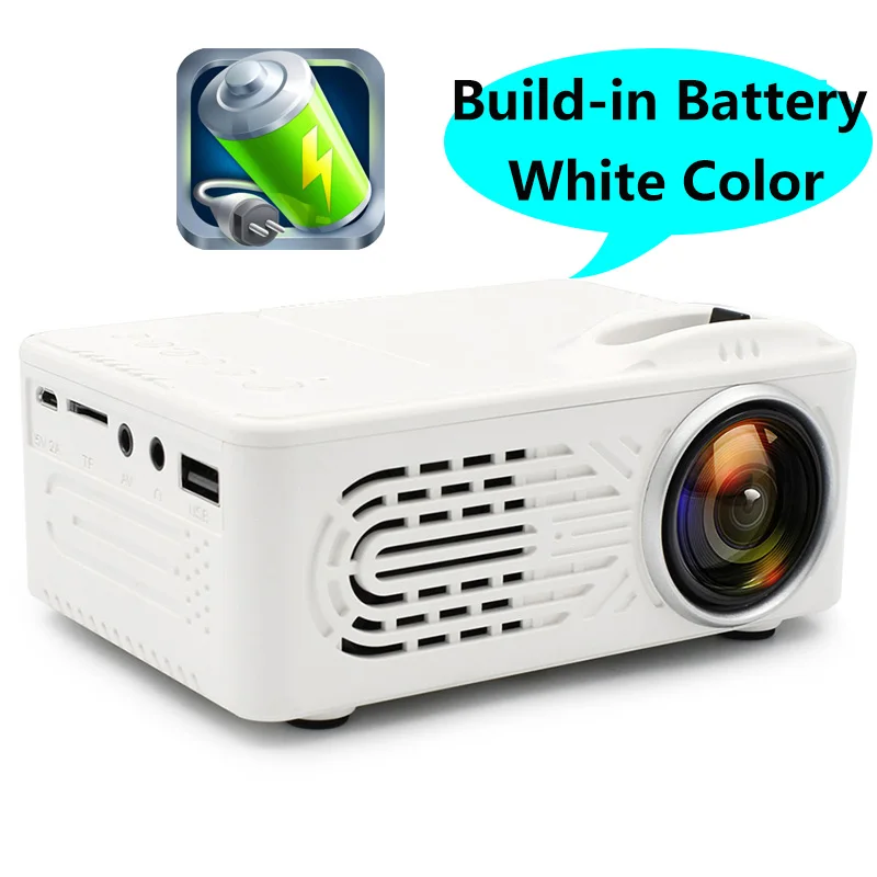 White with battery SmartIdea мини светодиодный проектор видеоигр портативный проектор аудио/AV/USB/SD встроенный аккумулятор опционально дешевая цена - Цвет: White with battery
