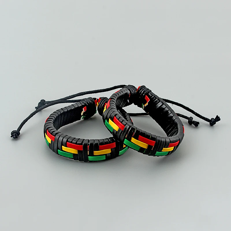 Оптовая продажа 3 штуки браслет из искусственной кожи плетеный серфер обертка