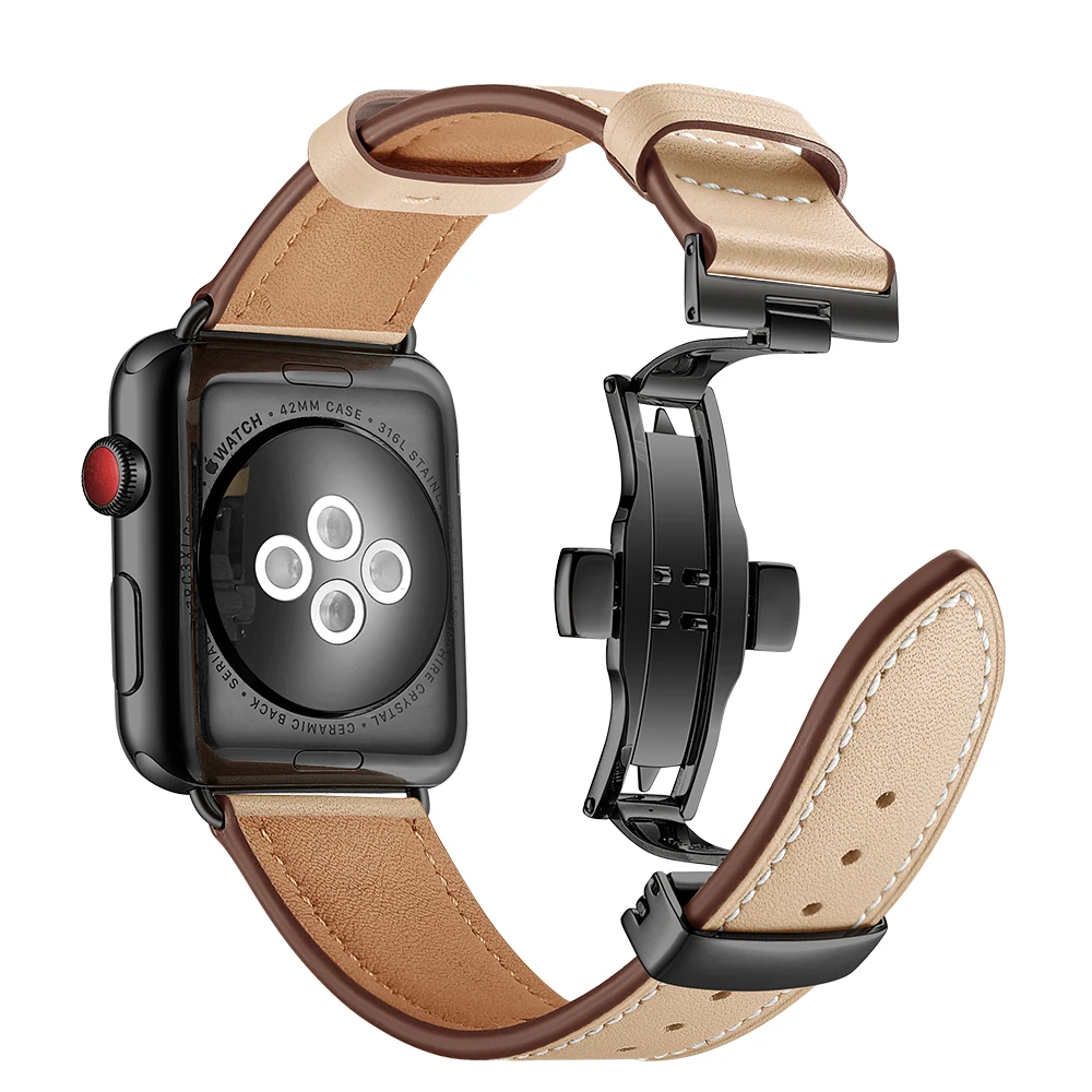 

Кожаный ремешок для Apple Watch 44 мм 40 мм iwatch 4 3 2 1 apple watch series 42 мм 38 мм браслет Ремешки для наручных часов Ремешок