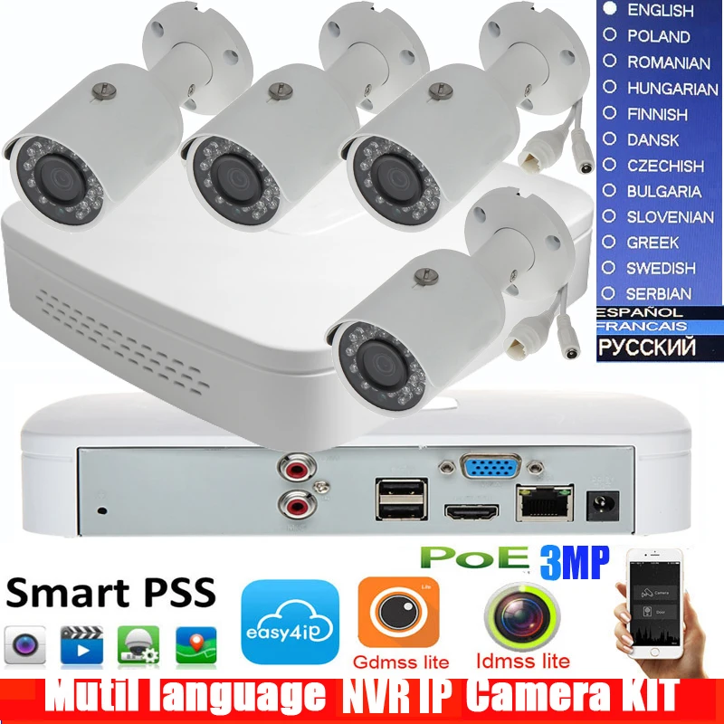 4Ch POE NVR4104 P 4ks2 Kit Пуля IP Камера Системы P2P 4 канала NVR Onvif и легкий доступ поддерживает