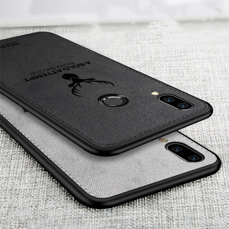 Для huawei P Smart 2019 чехол Классическая тканевая задняя крышка ТПУ Силиконовая рамка