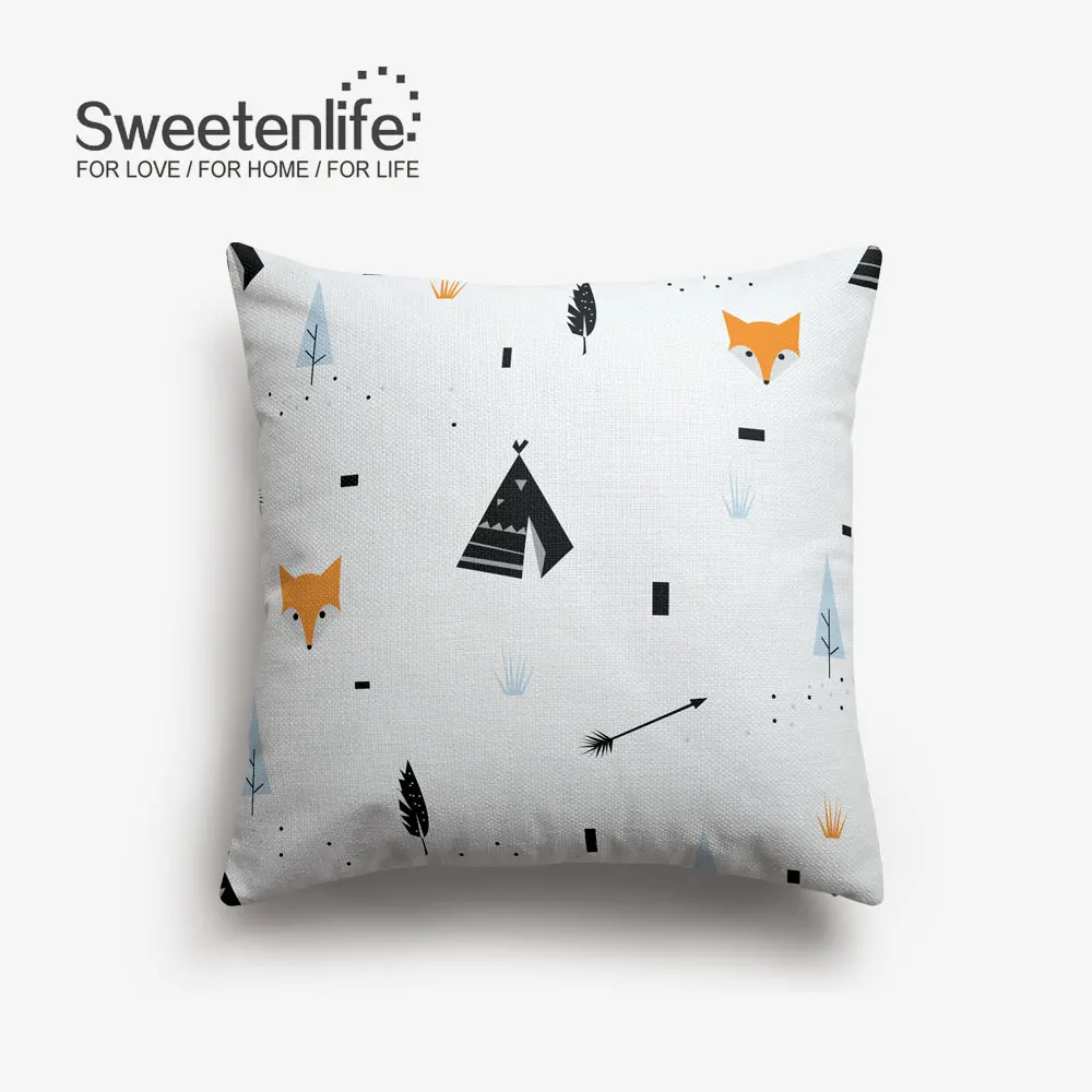 Sweetenlife акварель милые бегущая лиса Чехлы зеленого цвета с узором в виде листьев, Подушка для стула, 45x45 см/30x50 см наволочки Декор