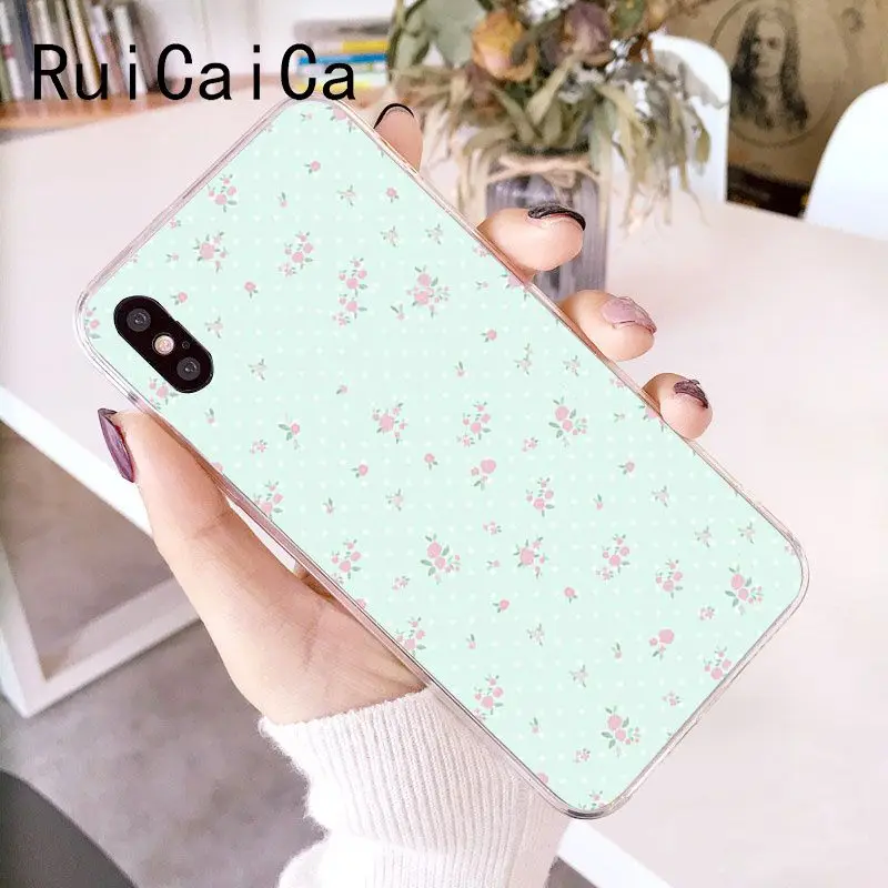 RuiCaiCa свежий зеленый маленький цветочный DIY окрашенный чехол для телефона iPhone 6S