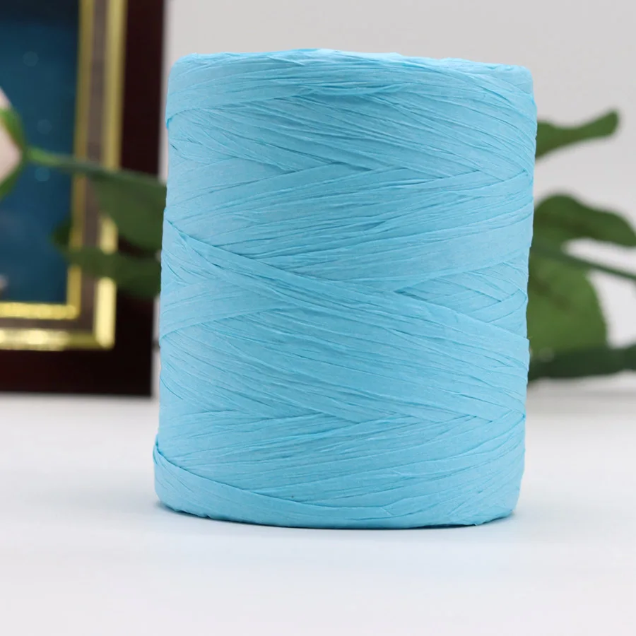 lake blue Ширина соломенная пряжа из рафии ручная пряжа для рукоделия сумка из рафии многофункциональная нить для фестиваля подарки торты упаковочная упаковка - Цвет: lake blue