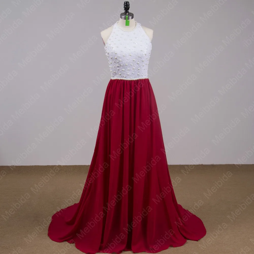Open Back Sexy Mother Of The Bride Dresses Beaded Chiffon Romantic Red Custom Made Floor Length Real Image 2015 New Arrival RM11 | Свадьбы и