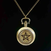 pentagram pocket watch cabochon pentacle pocket watch ace of pentacles tarot card jewelry wiccan accessories occult jewellery
