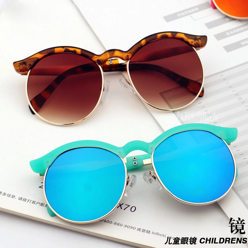 Детские брендовые дизайнерские солнцезащитные очки с круглым покрытием