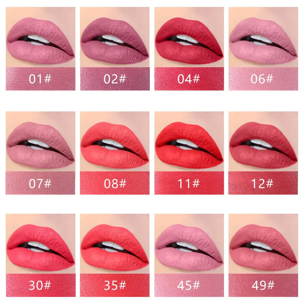 Бархатная матовая помада Miss Rose 12 цветов Сексуальная Красная телесная