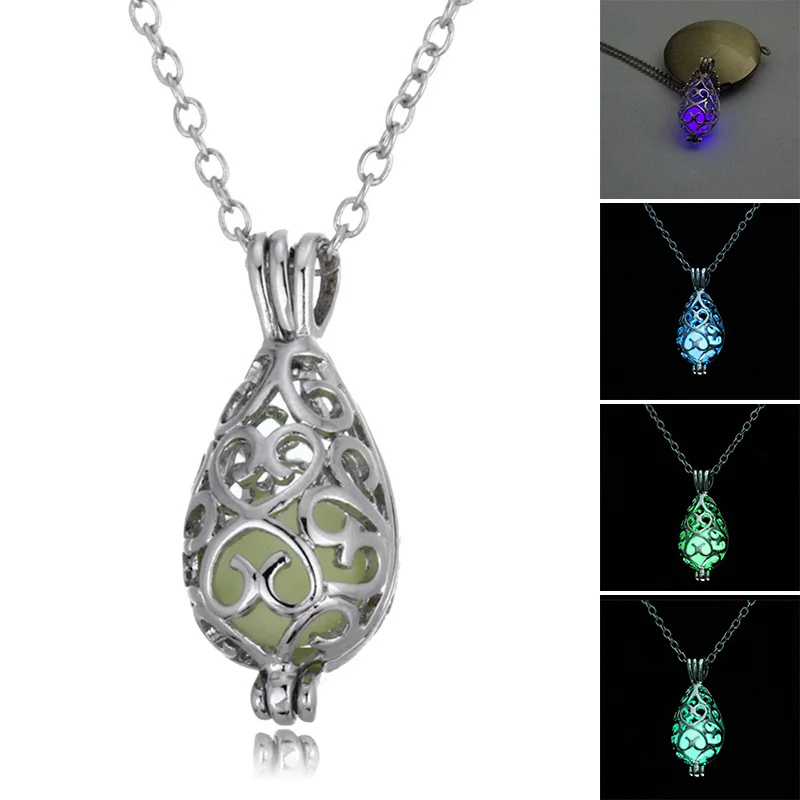 Стимпанк сказочное ожерелье в виде капли воды светится темноте #84437 | Украшения и