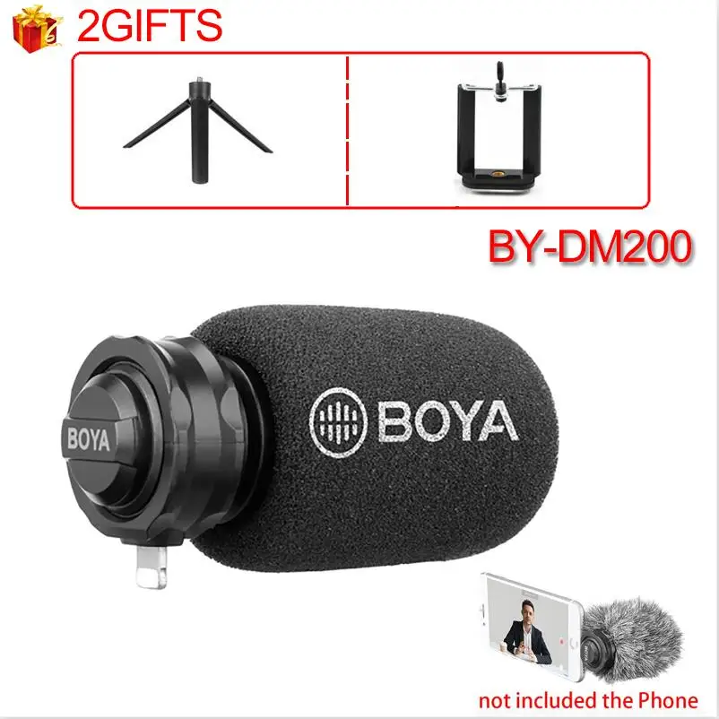 DM200 with 2gifts BOYA MIC BY-DM200 для iPhone Lightning BY-DM100 с портом type-C для записи BY-M1 3,5 мм BY-M1DM двойной всенаправленный петличный - Цвет: DM200 with 2gifts