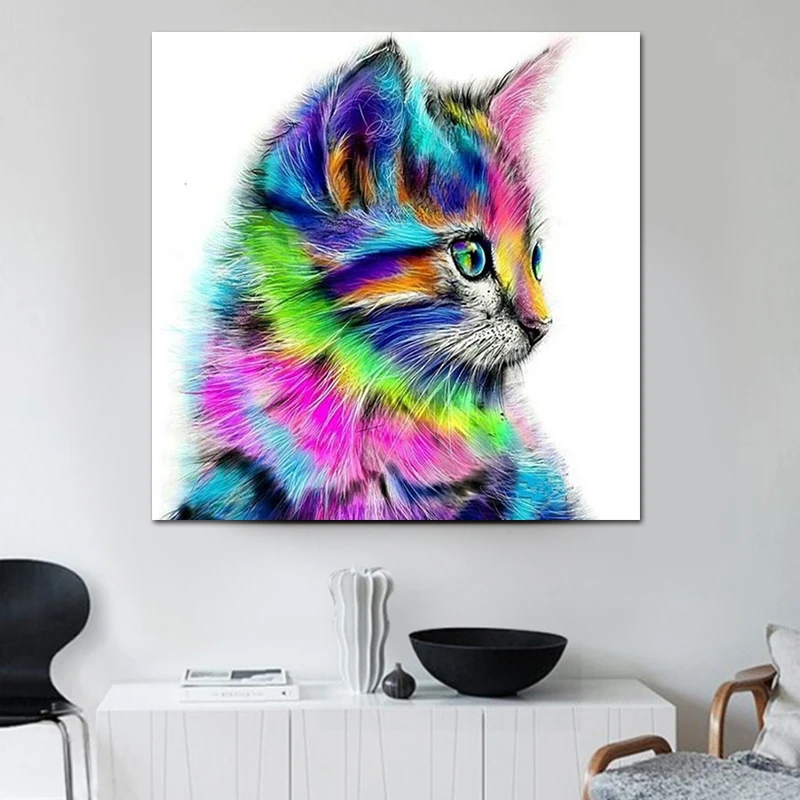Modern Abstract Wall Art Poster Cat paintings canvas watercolor animal poster kids room home decoration unframed | Дом и сад