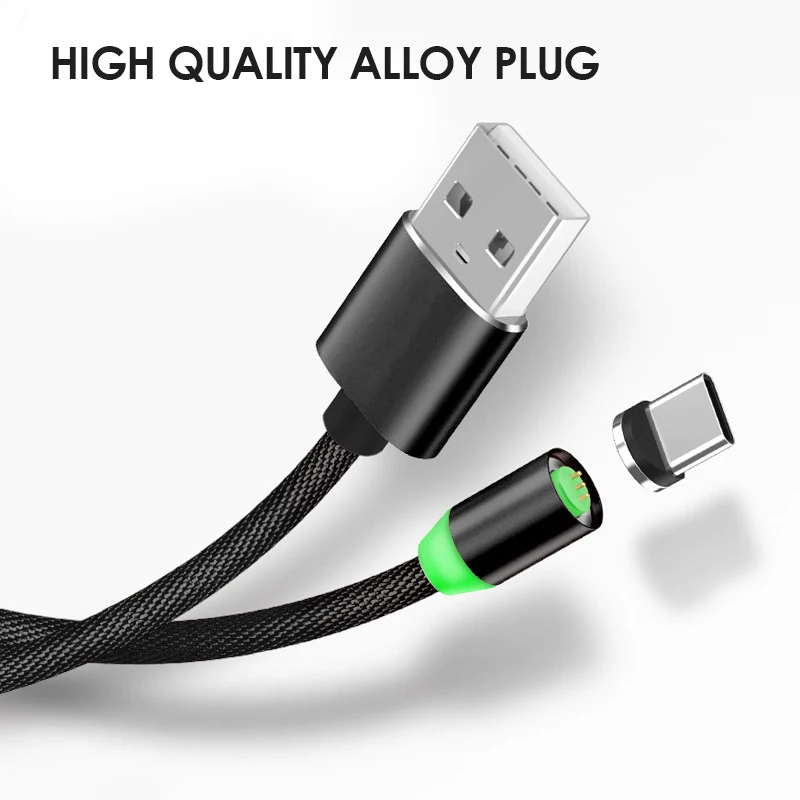Overfly Магнитный кабель LED Micro USB кабели 1 м быстро зарядное устройство ing магнит