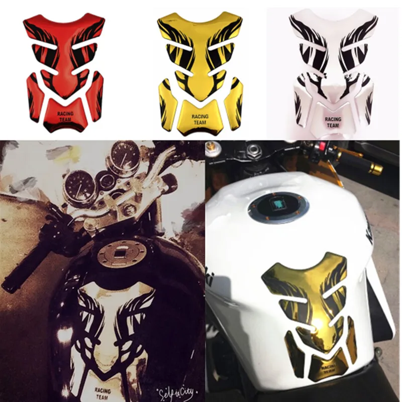 Серебристая красная Золотая 3d наклейка на бак топлива и масла для мотоцикла