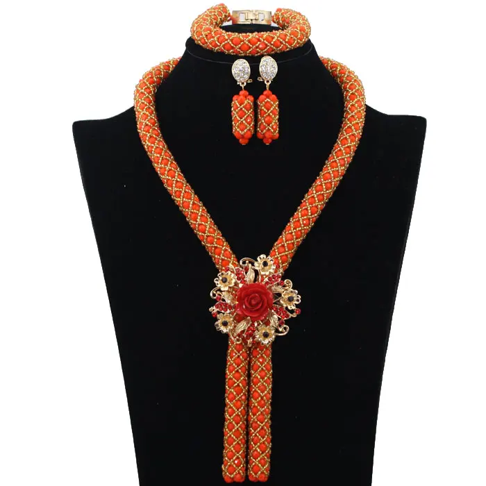 Великолепные коралловые нигерийские африканские бусы ювелирный набор Дубай