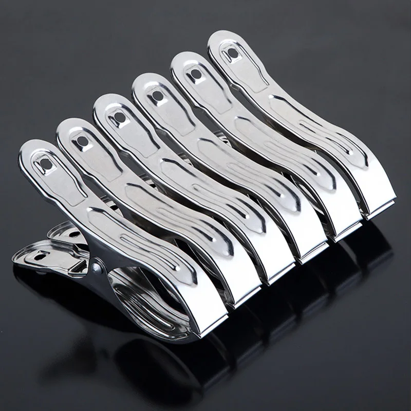 Laundry Drying Hanger Metal Clamps Clothes Peg Quilt Clamp Food Sealing Clip Stainless Steel 1 Set Multifunction Windproof | Дом и сад
