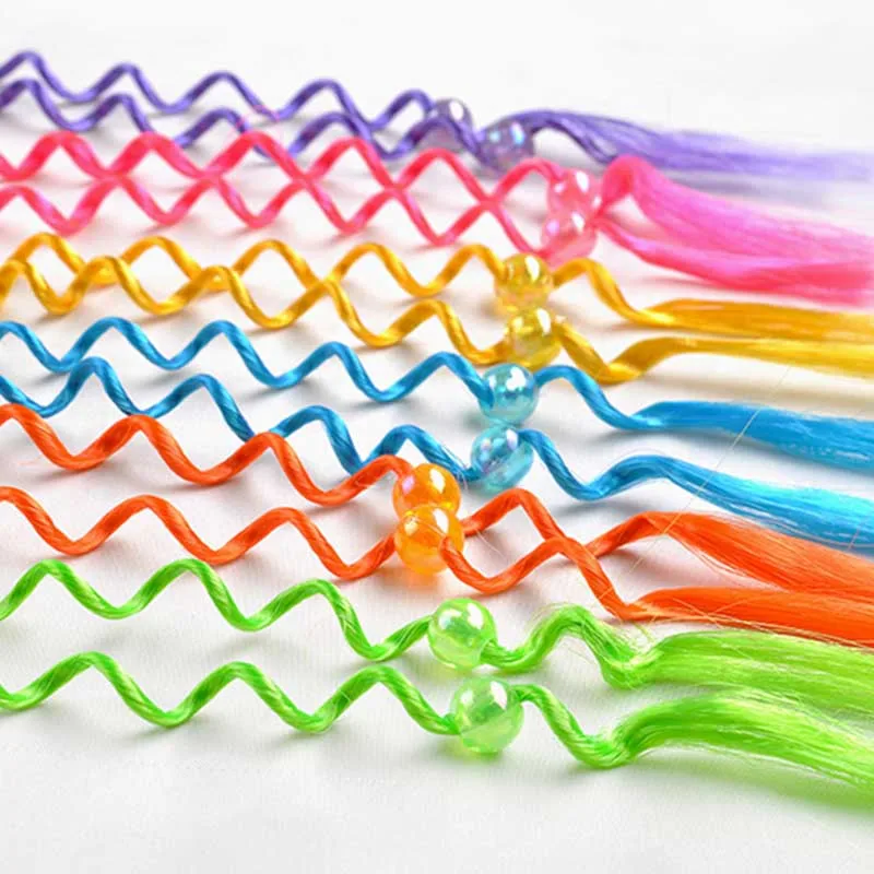 Новый детский головной убор 12 комплектов смешанный цвет парик декоративный с