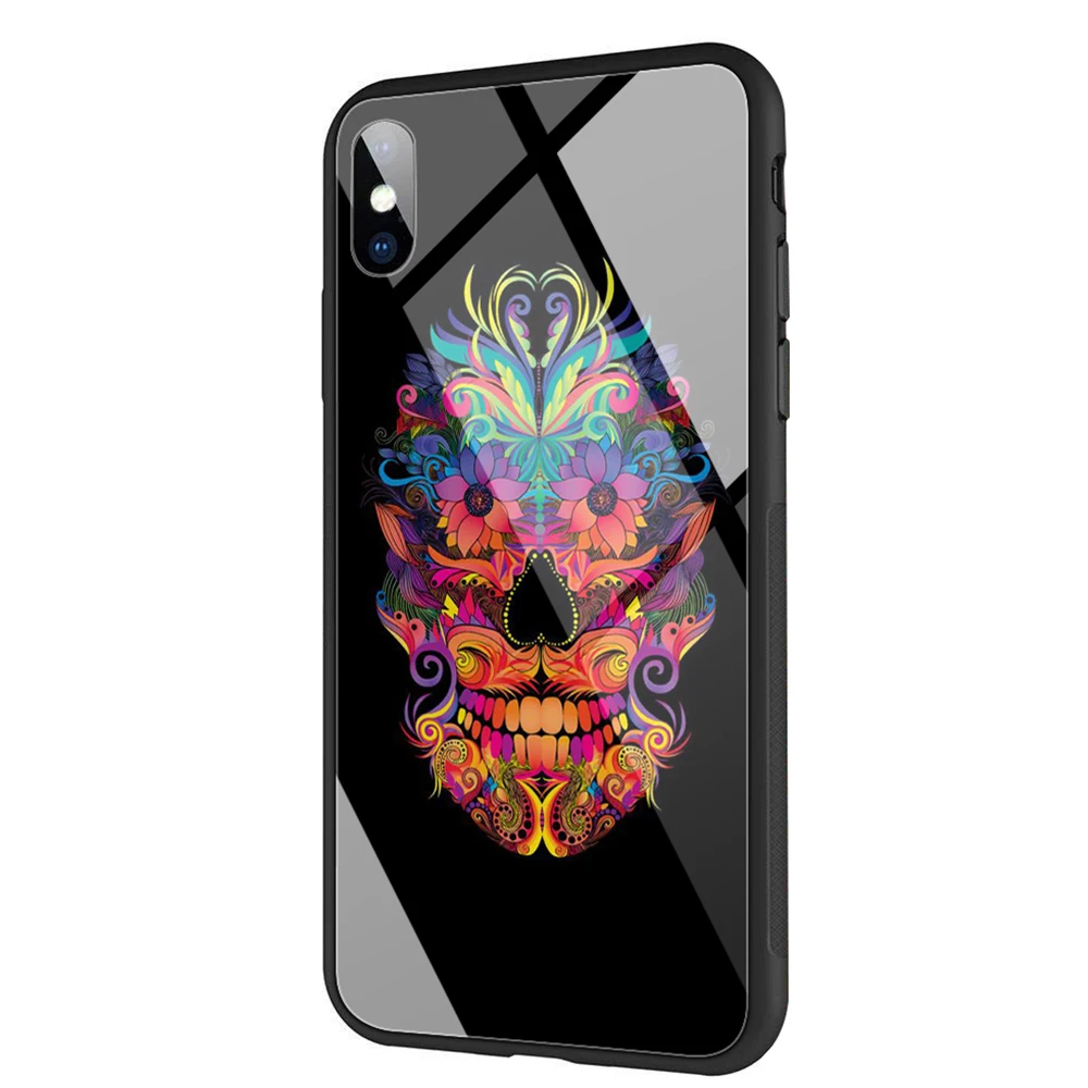 Lavaza мексиканский череп Девушка закаленное стекло ТПУ чехол для iPhone XS Max XR X 8 7 6 6S Plus