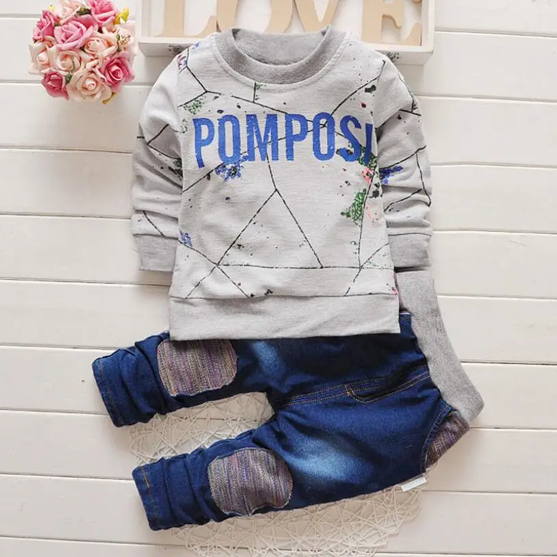 2019 fashion spring and autumn models Korean children's wear knitted jeans suit boys pants |