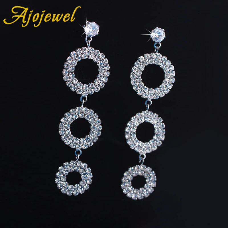 

Ajojewel Shining Full Rhinestone 3 Circles Geometric Earrings Cubic Zircon Jewelry Fashion Gifts Bijoux Femme