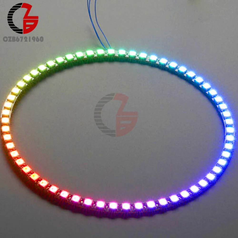 60LED RGB Ring Беспроводной Wi-Fi Управление ESP8266 ESP-01 ESP-01S WS2812B 12 16 24 60 Светодиодный s 5050 RGB светодиодный кольцевой светильник светодиодный адаптер Управление; для Arduino - Испускаемый цвет: 60LED RGB Ring