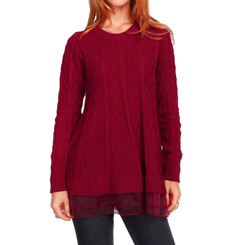 Женские свитера и пуловеры Eugen пряжа сплайсинга наборы свитеров для женщин осень