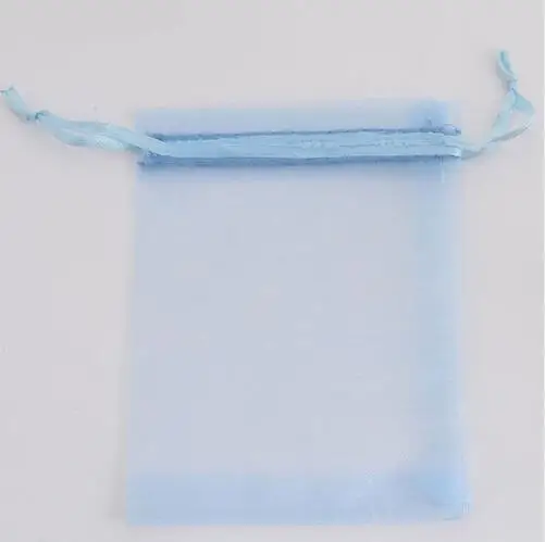100 шт./лот, 7x9 9x12 10x15 13x18 см сумки из органзы с затяжкой, Свадебные Рождественские подарочные сумки, упаковка из органзы для украшений, сумки и сумки - Цвет: Lake blue