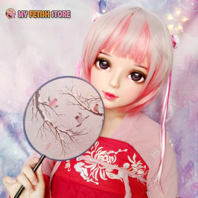 (Shi 07) Женская милая девочка каучуковая полуголовая Kigurumi BJD маска для косплея