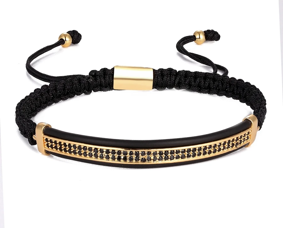 3 шт./компл. панк CZ Micro Pave Корона Бусины Браслет для Для мужчин Для женщин плетеная веревка Сеть класса люкс Модные украшения подарок Размер 16-25 см