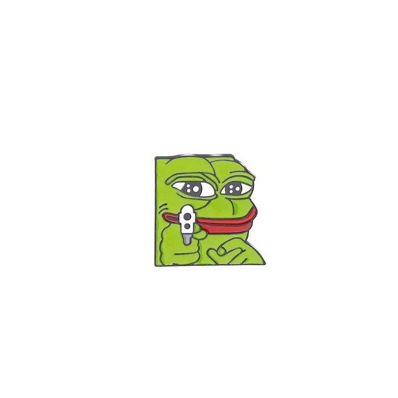 style-10 Pepe the frog Brooch sad weird expression Enamel pin feeling bad man Good man lapel badge popular Culture frog Brooches jewelry - Окраска металла: style-10
