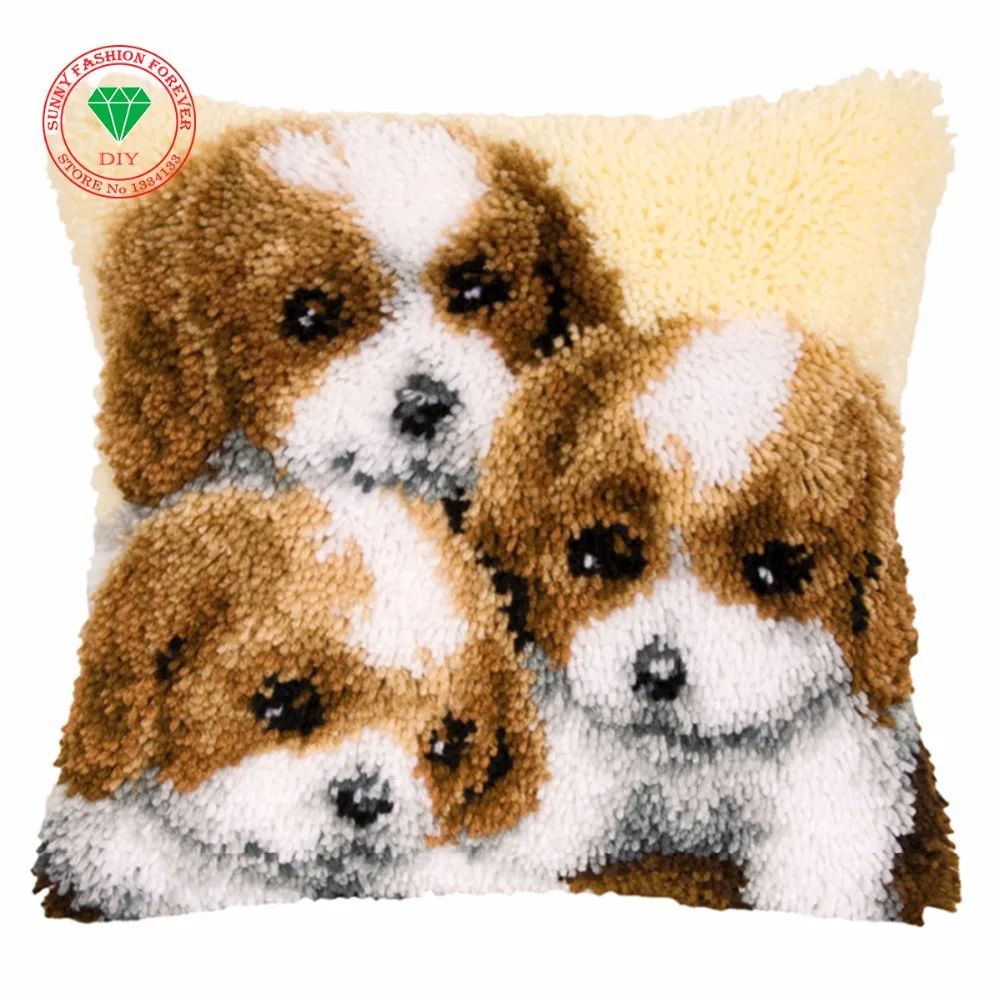 Милая собака Вышивка крестом ковер подушка Лоскутная наволочка без внутренней diy