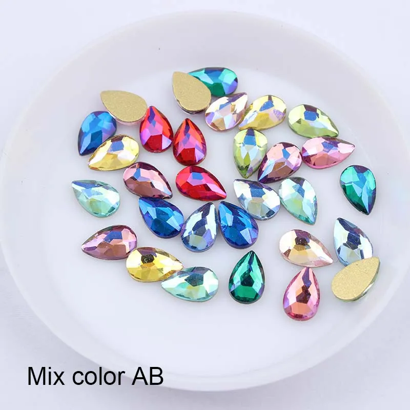 Mix color AB Стиль 5x8 мм Стразы для ногтей с кристаллами AB стеклянные стразы алмазные украшения для ногтей маникюрные инструменты - Цвет: Mix color AB