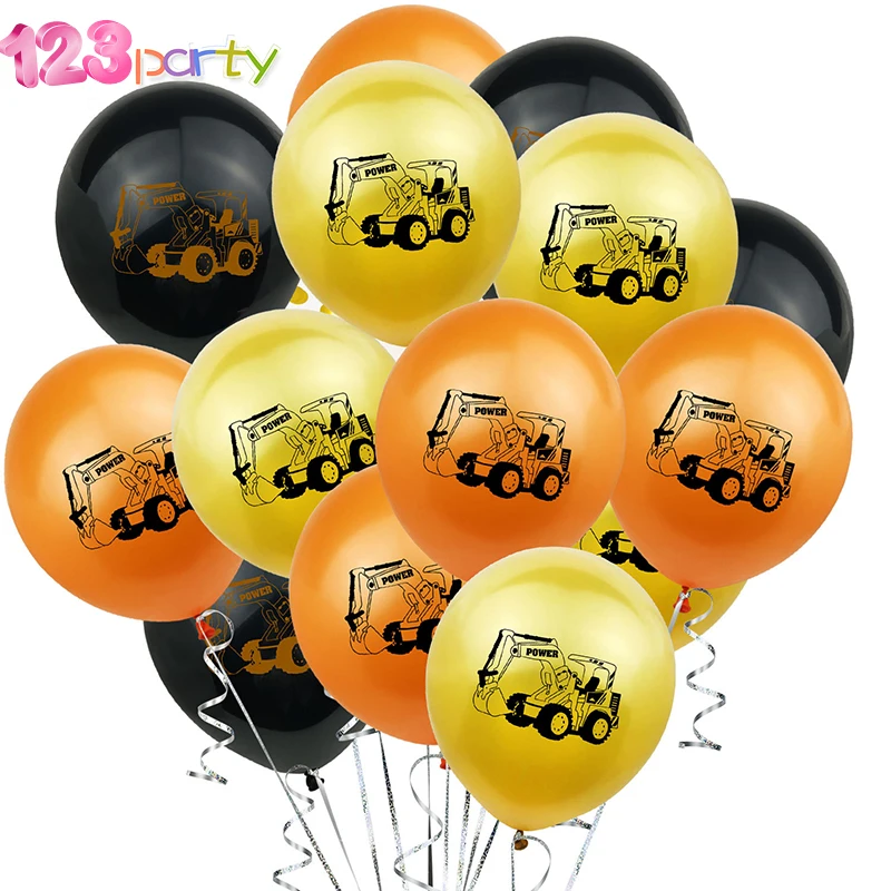 Воздушные шары на тему строительства автомобиля для мальчиков 10 шт.