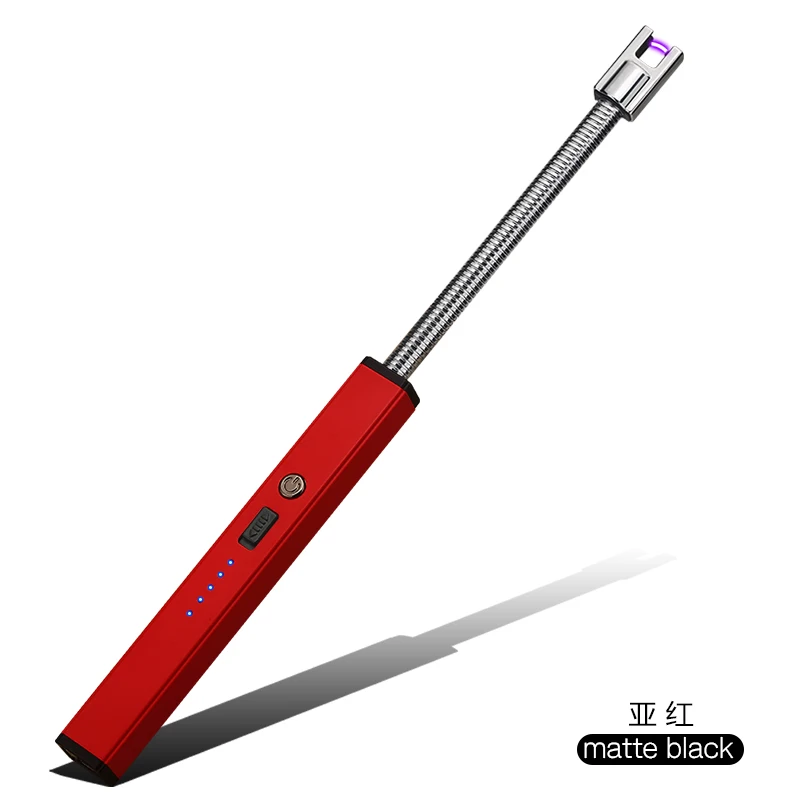 4 Светодиодный дисплей батареи USB Электронная зажигалка для сигарет барбекю кухонная зажигалка для свечей более длинная вращающаяся плазменная дуговая зажигалка - Цвет: 4