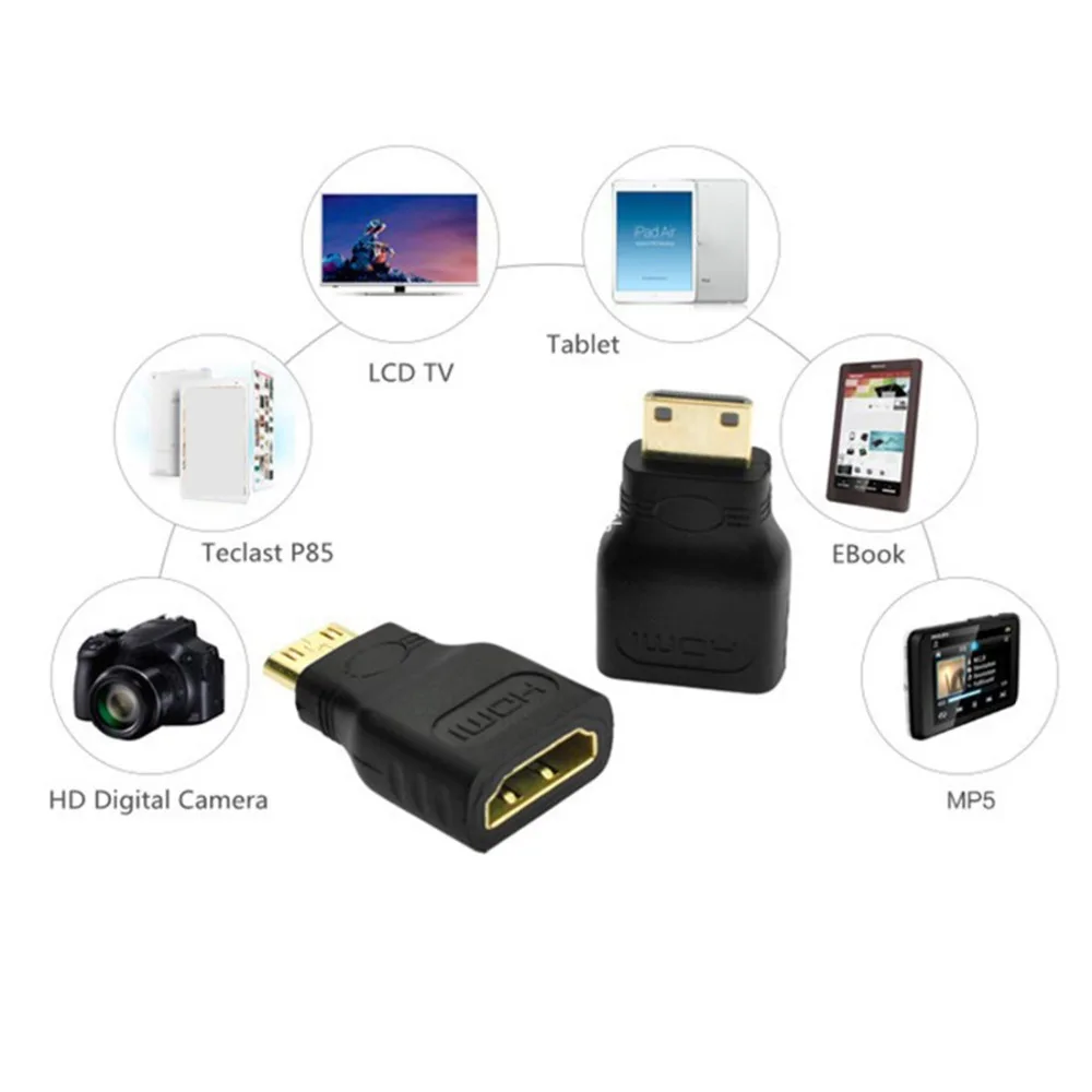 Позолоченный мини разъём HDMI папа Стандартный Женский удлинитель адаптер M F