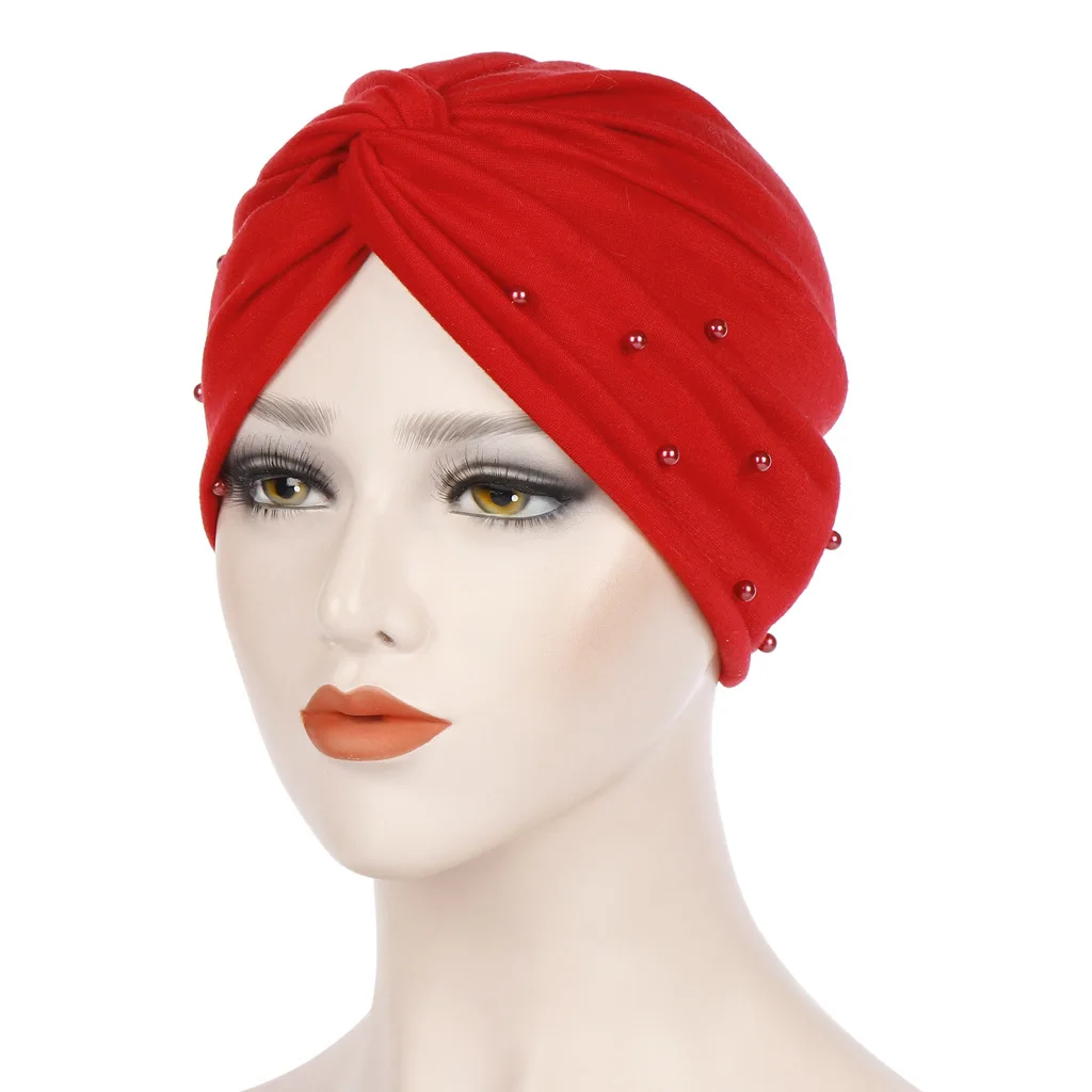 

Women Jersey Beading India Hat Muslim Ruffle Cancer Chemo Beanie Scarf Turban Wrap Hijab Scarf Islamic Clothing