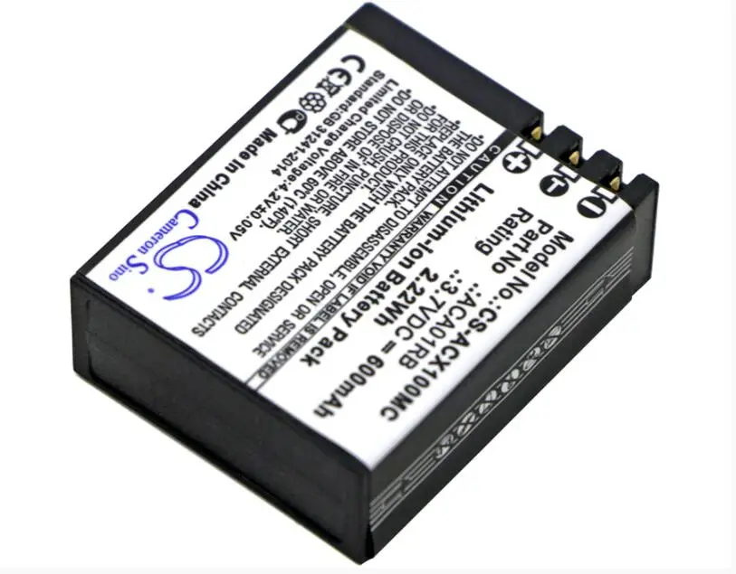 Cameron Sino 600mAh battery for ACTIVEON CX Gold HD ACA01RB Camera Battery | Электроника