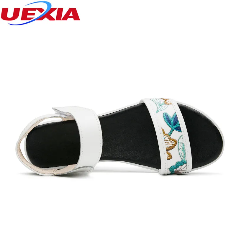 Uexia модные женские туфли на плоской подошве кожаные летние Для женщин