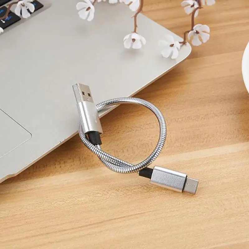20 см 2A Весна Быстрая зарядка type C кабель для Xiaomi mi5 mi6 mi8 huawei p20 p10 pro USB Дата линия для iphone samsung OPPO HTC - Цвет: 20 cm  silver
