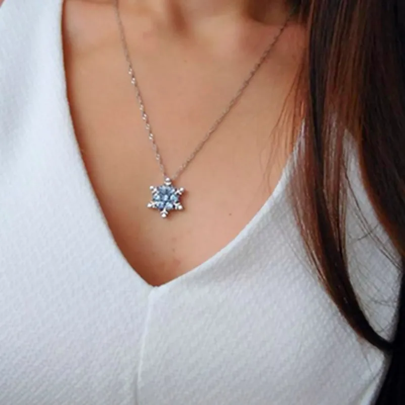 Ожерелье с подвеской в виде снежинок x24 корейская мода для женщин ожерелье синими