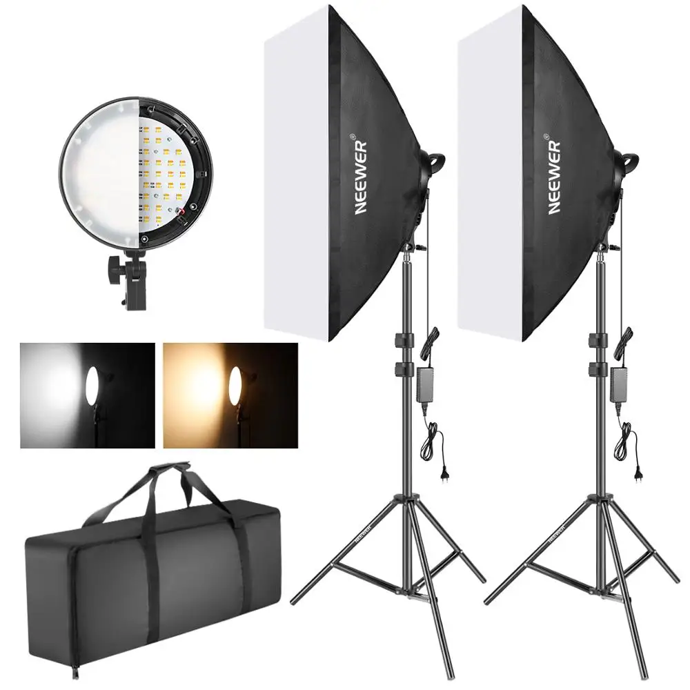 Neewer фотографии Би цвет Dimmable Softbox Комплект Освещения: 20x27 cm Studio софтбокс 45 W