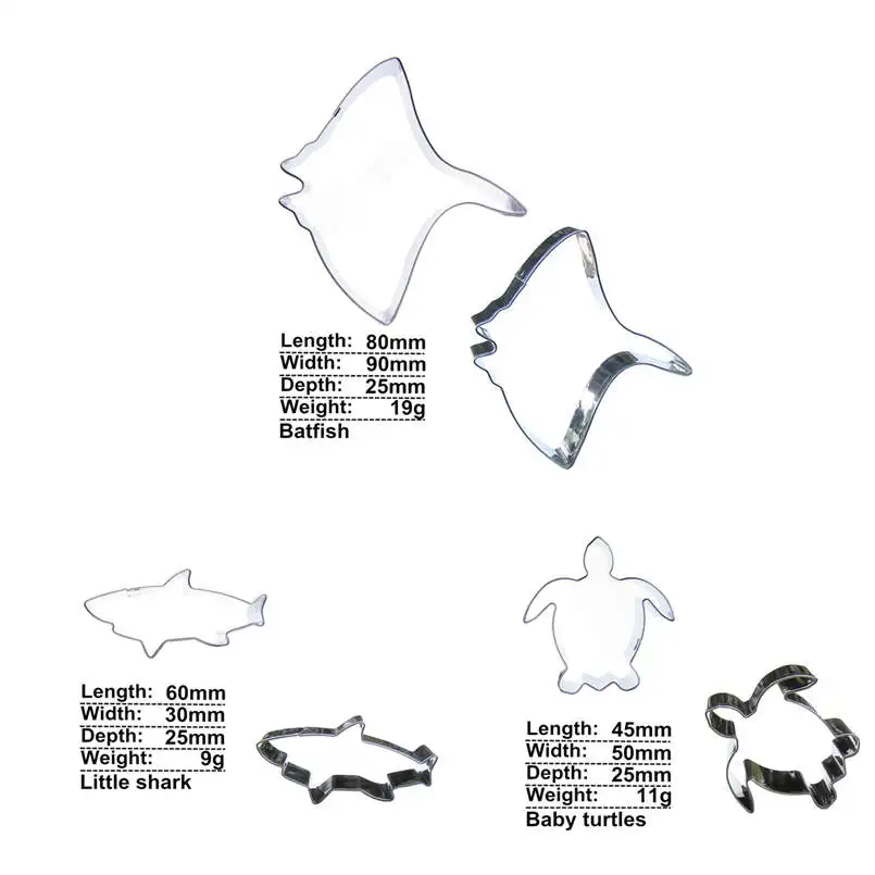 Формы для вырезания печенья летучая мышь Маленькая Акула маленькие Черепашки из