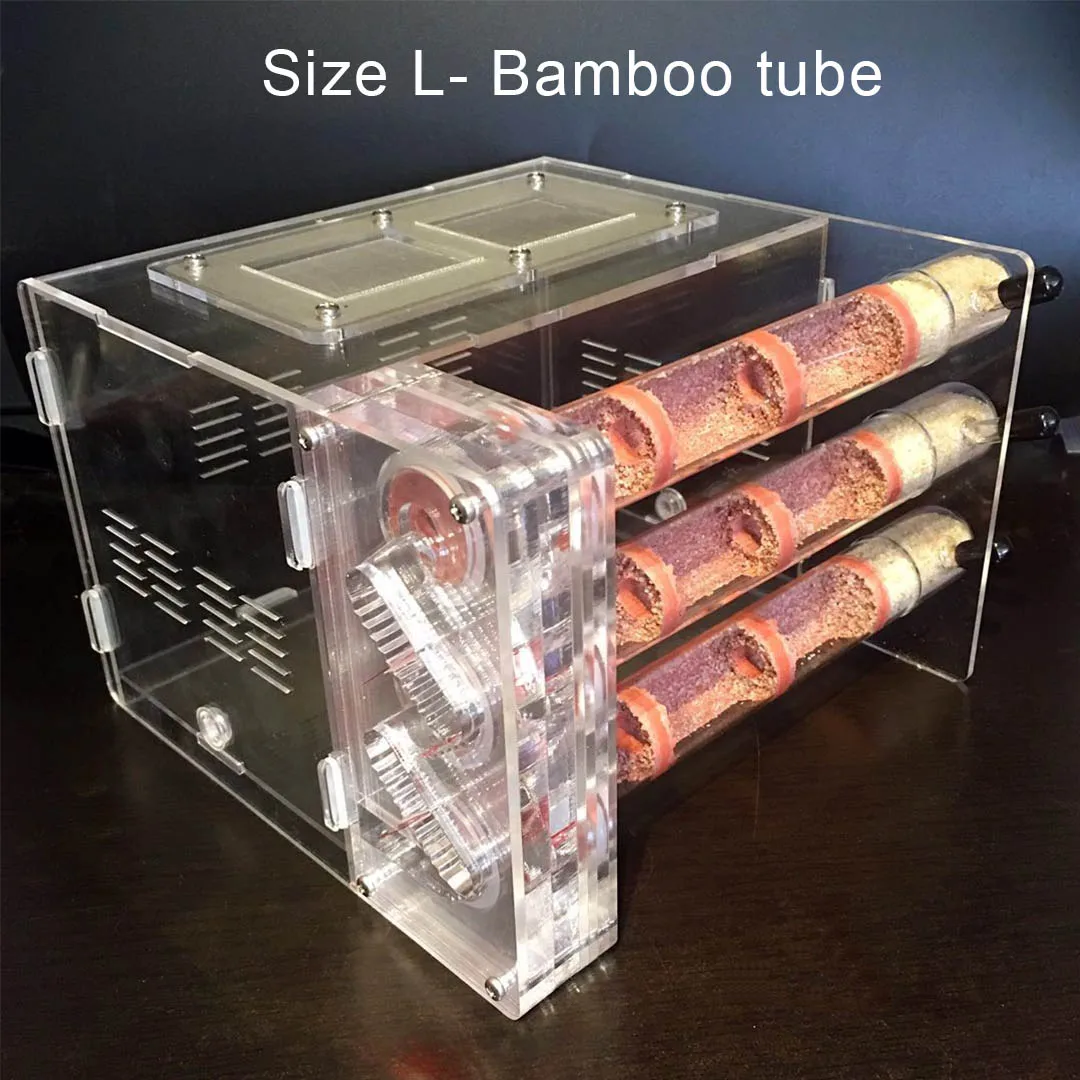 Bamboo tube DIY акриловая бамбуковая трубка муравьиная ферма экологическое Муравьиное гнездо 3 трубки мастерская с области кормления муравей дом для домашнего муравейника 18*18*14 см - Цвет: Bamboo tube
