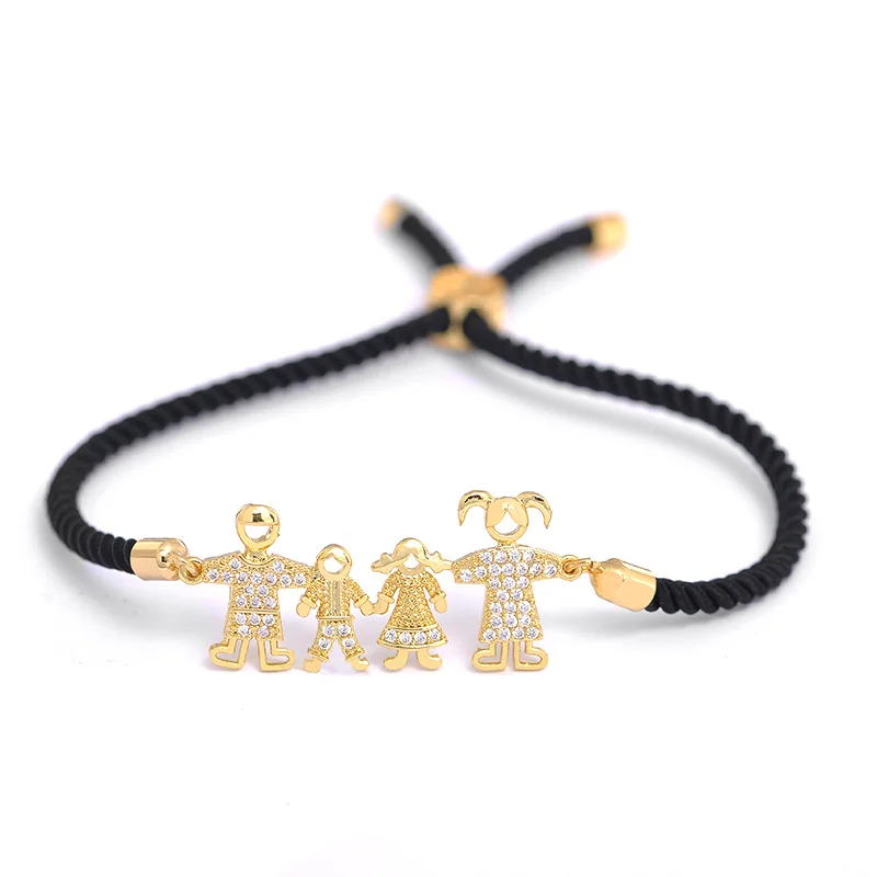 ISHOWLEE Золотая семья из четырех шармов браслеты для влюбленных детей родителей