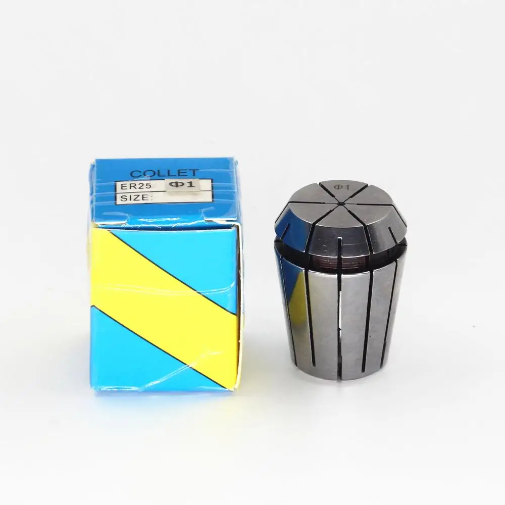 

ER25-1. ER collet. Колле. Материал: пружинная сталь 65 Mn. Точность: 0,015 мм. Диапазон зажима: 0,5-1,0 мм. Характеристики: ER25-1