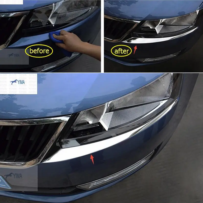 Yimaautotrims авто аксессуары передние фары лампа век брови полосы крышка отделка Подходит для Skoda Rapid Spaceback