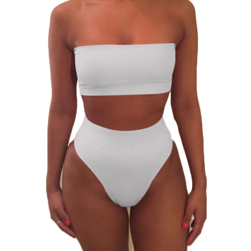 Женский купальник бандо соблазнительный однотонный бикини 2018 года женский